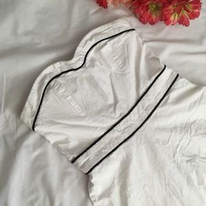 Strapless White Dress With Black Piping